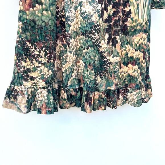 Peruvian Connection Pastorale Long Sleeve Foliage Green Dress Mini Small Pockets - Picture 6 of 9